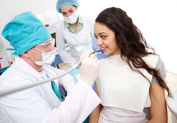 woman in a dental chair