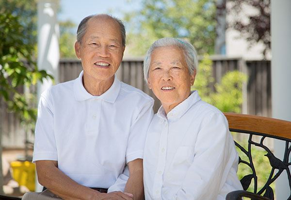 Elderly couple smiling