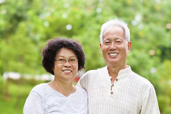 Older couple smiling