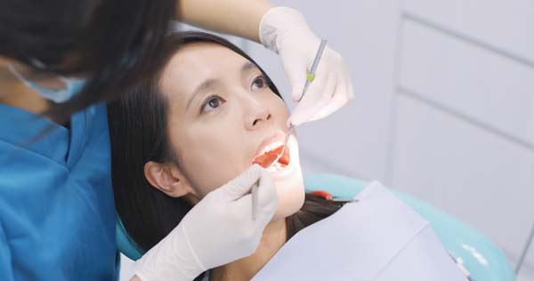 woman in a dentist office